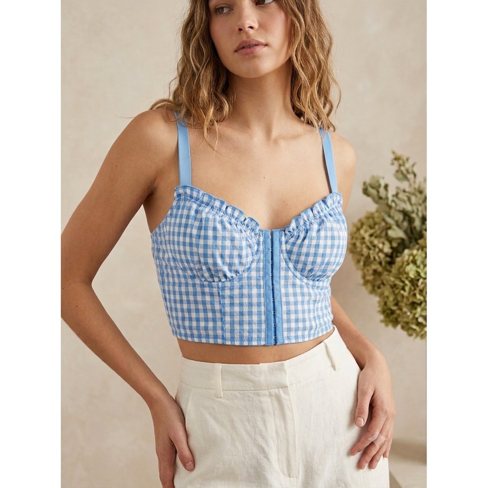 Colsie Gingham Corset Top Cottagecore Coquette Picnic Bustier Large